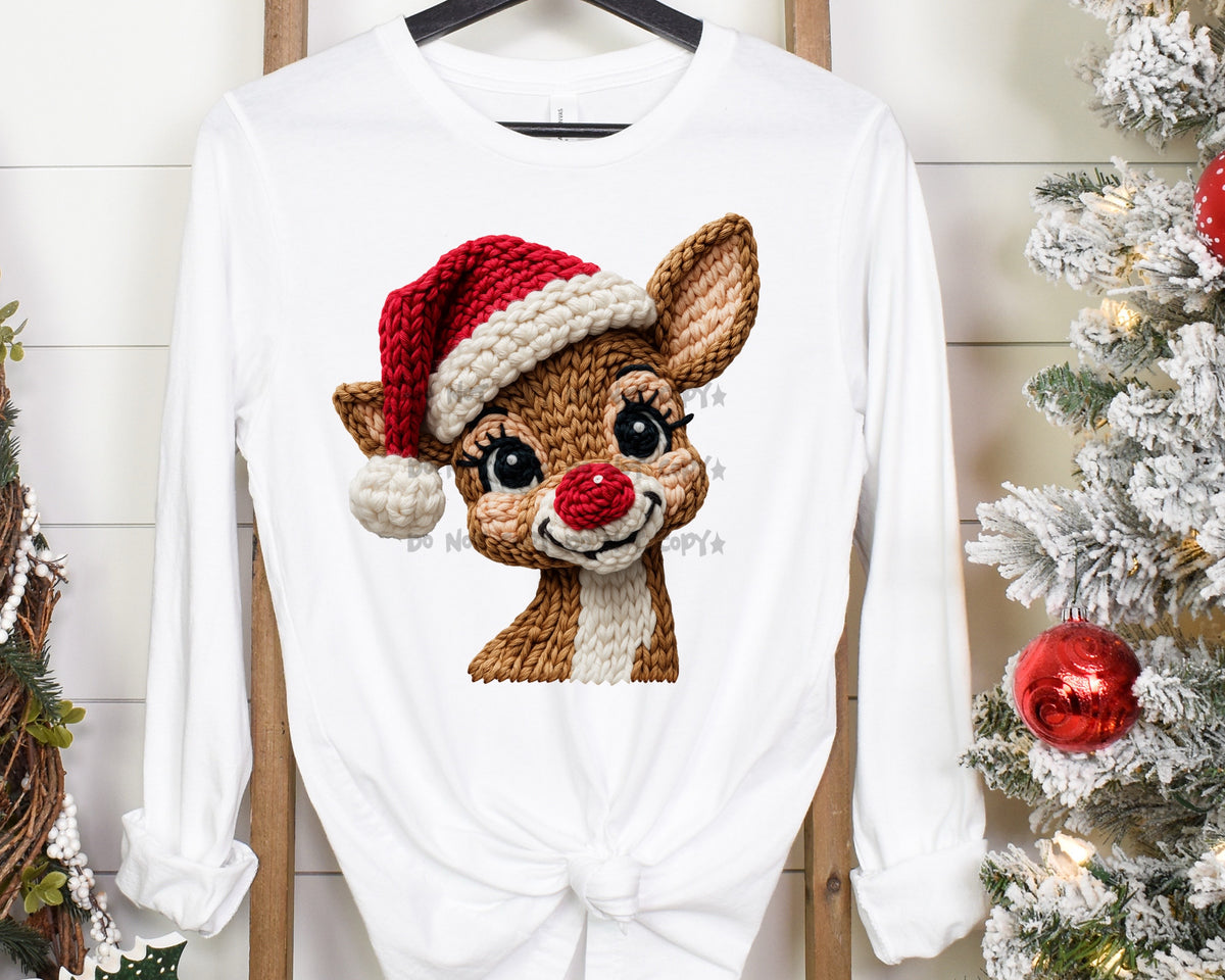 Red nose reindeer knit-DTF&UV