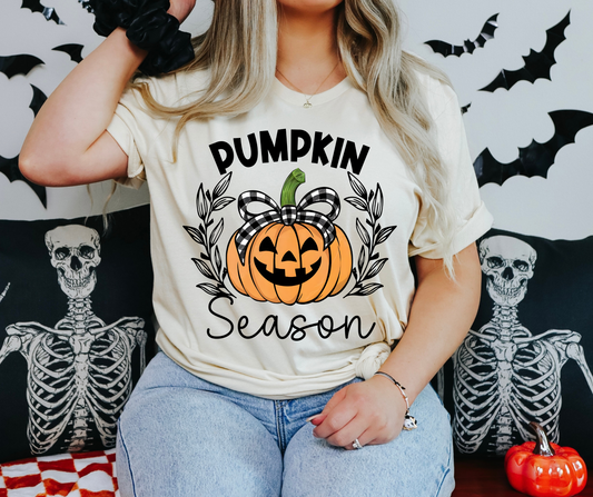 Pumpkin Season Black/white bow-DTF