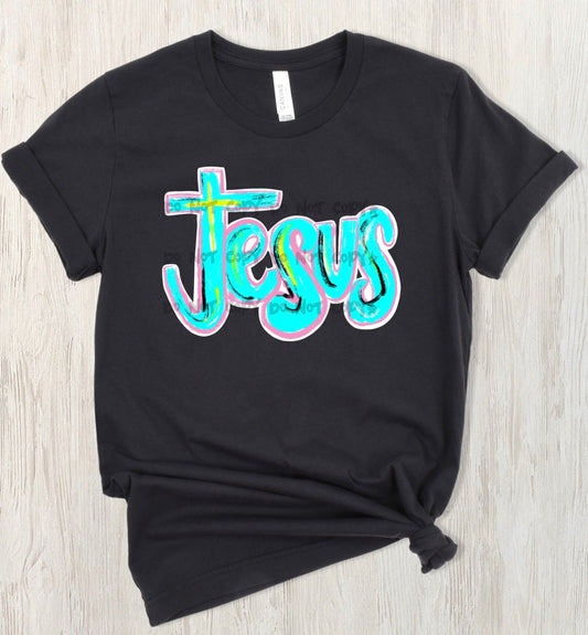 Jesus teal-DTF