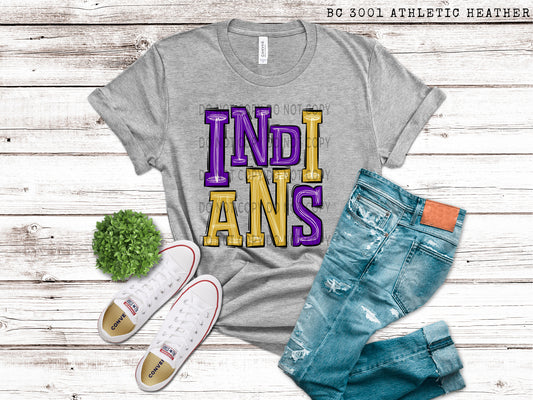 Indians Purple and Gold - DTF