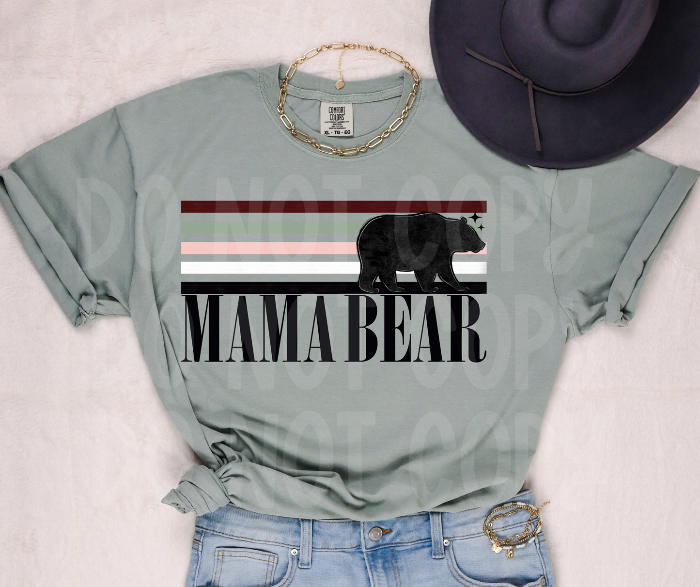 Mama Bear Stripe Retro-dtf