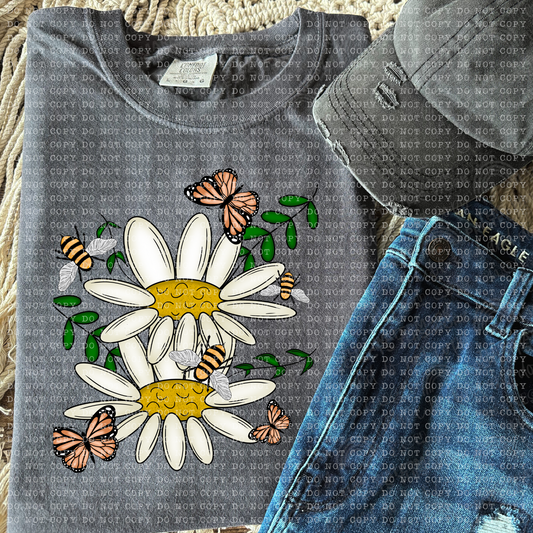 White flowers bees butterflies-dff