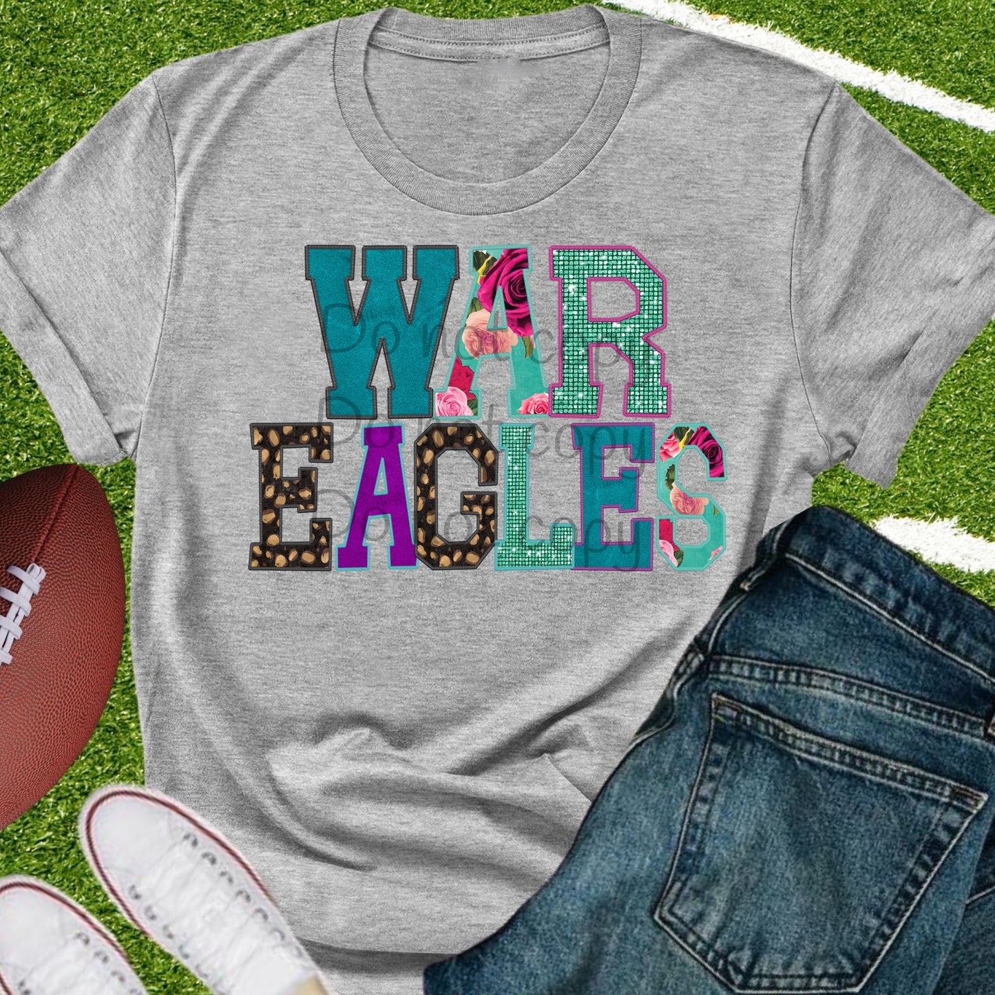 War Eagles faux appliqué words-DTF