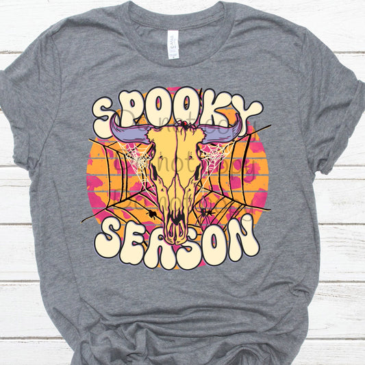 Spooky season steer skull-DTF