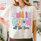 God Is Good all the time floral bubble font-DTF