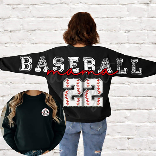 Baseball Mama Pocket Included- (All add ons in One listing) Customized-DTF
