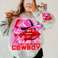Kiss Me Cowboy Bolt And Pink Checkered (FRONT OF SHIRT & SLEEVE COMBO)-DTF