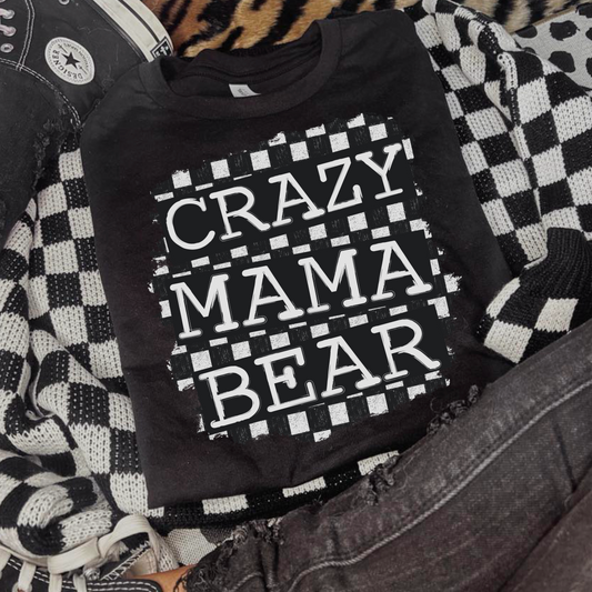 Crazy Mama Bear Checkered -DTF