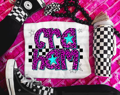 Pink Leopard Neon Mascots (dropdown)-DTF&UV