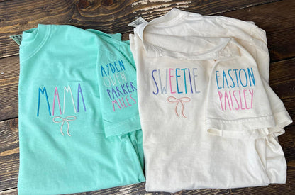 Comfort Colors: Custom Bow Tee : Embroidered