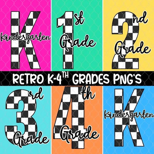 Retro School Grades black and white -(5 Options)-DTF