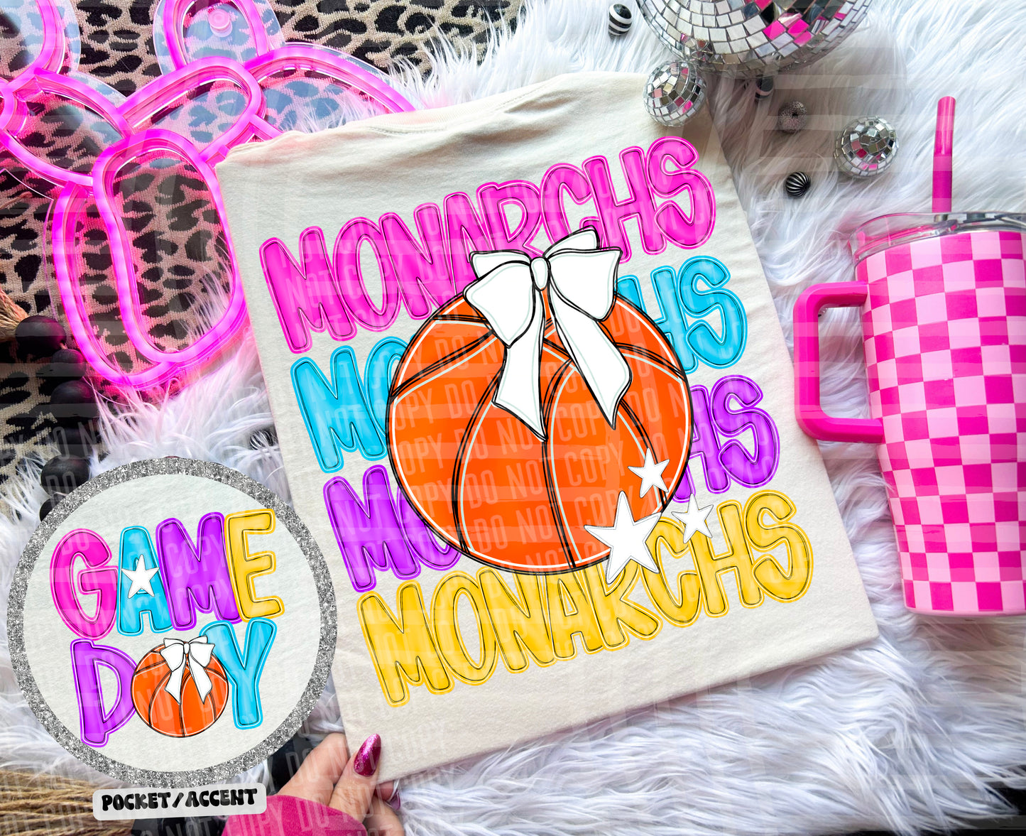 Bright Preppy Basketball(included FRONT AND BACK) DROPDOWN- DTF&UV