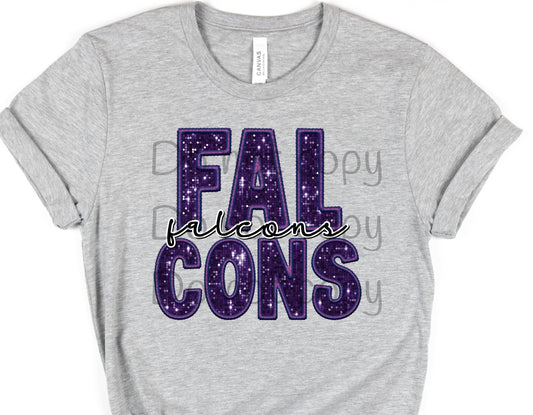 Falcons purple sequin falcons-DTF
