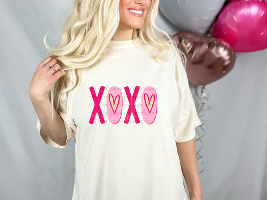 XOXO Pink With Hearts DTF