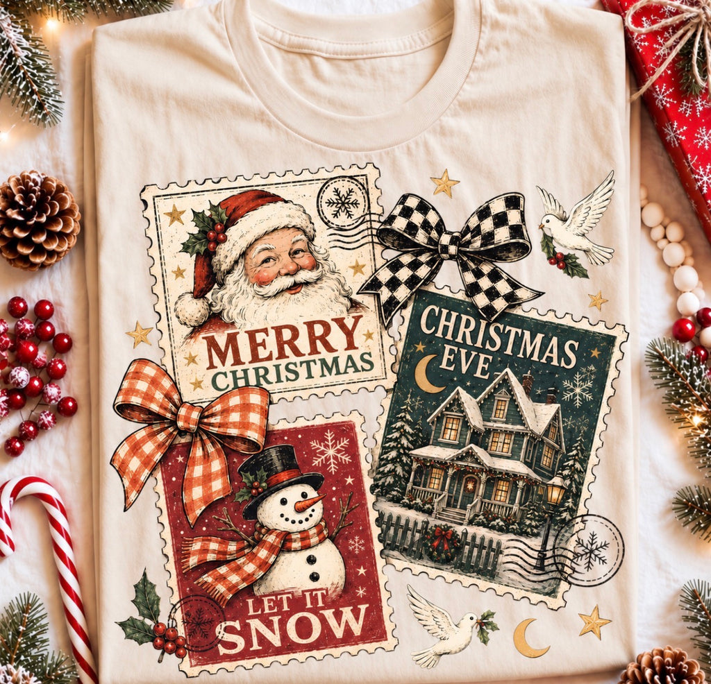 Vintage Christmas Stamps- DTF