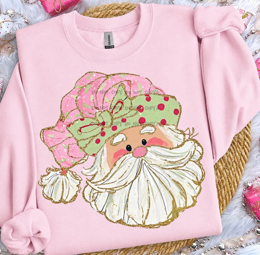 Pink hat preppy Santa- DTF&UV