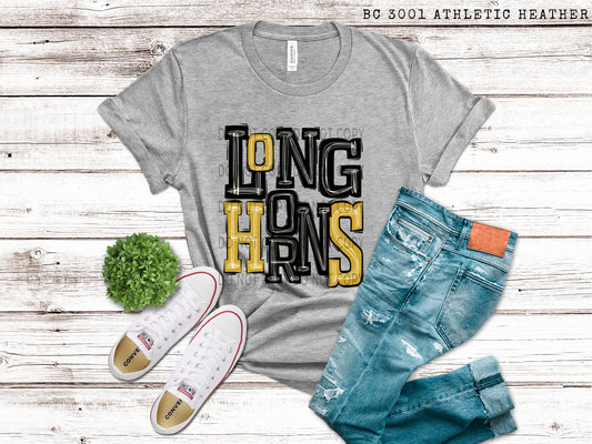 Longhorns Black and Gold - DTF