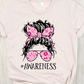 Messy bun breast cancer awareness -DTF