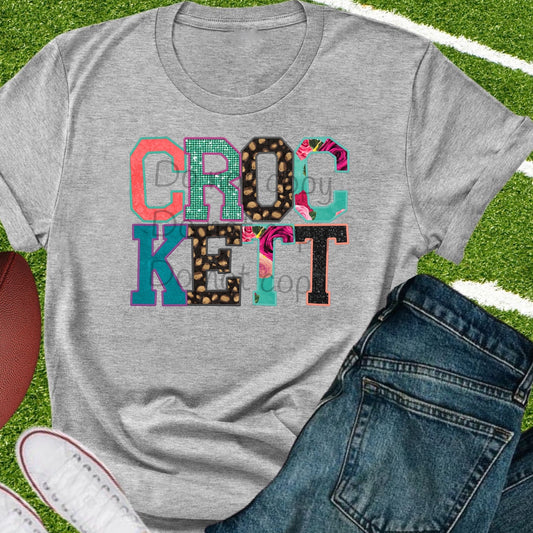 Crockett faux appliqué words-DTF