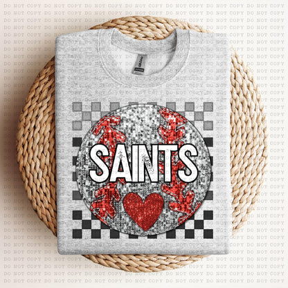 Baseball Mascots Faux Embroidery Checkered Sequins -DTF