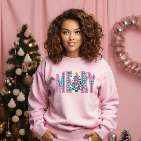 Merry pink & green with tree-DTF&UV