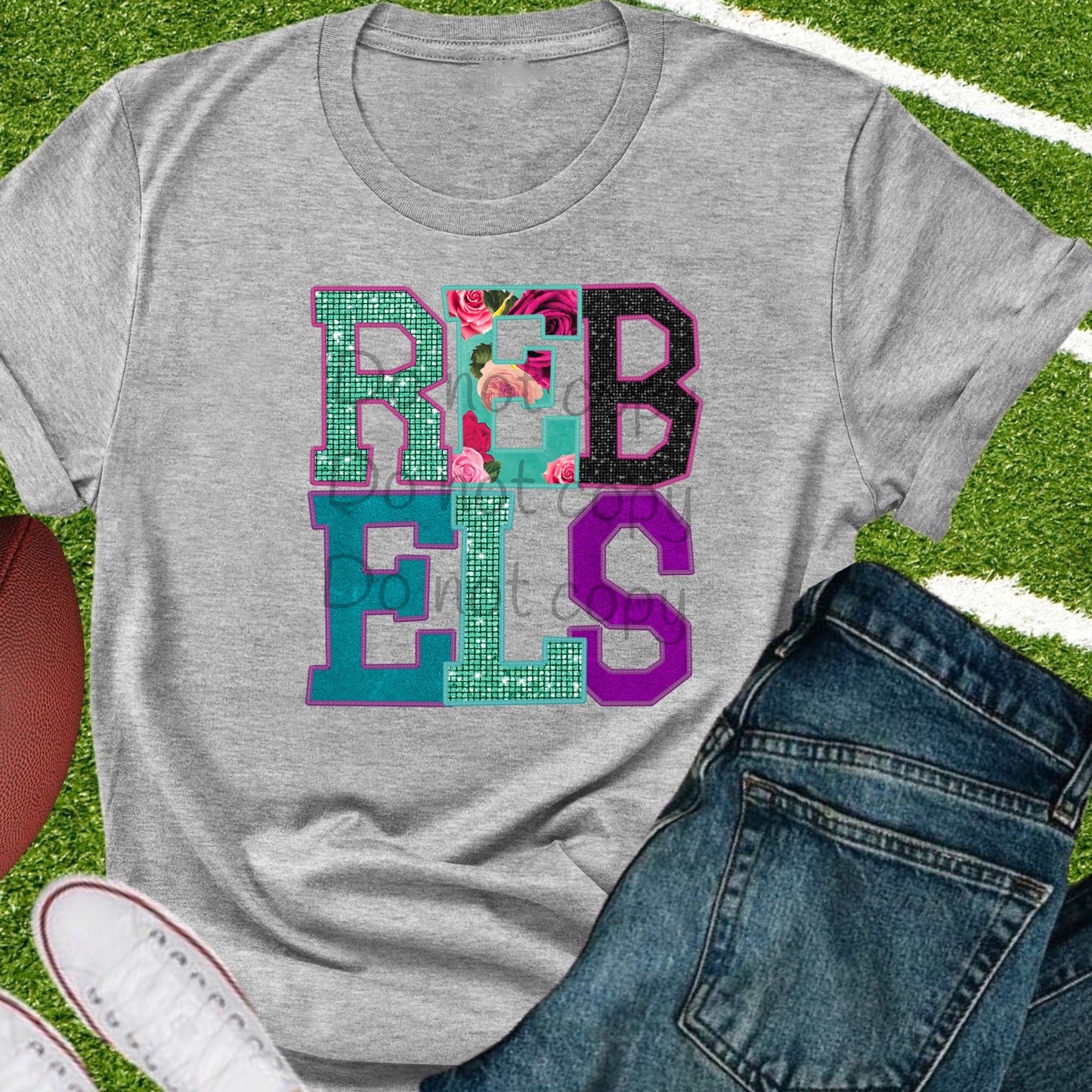 Rebels faux appliqué words-DTF