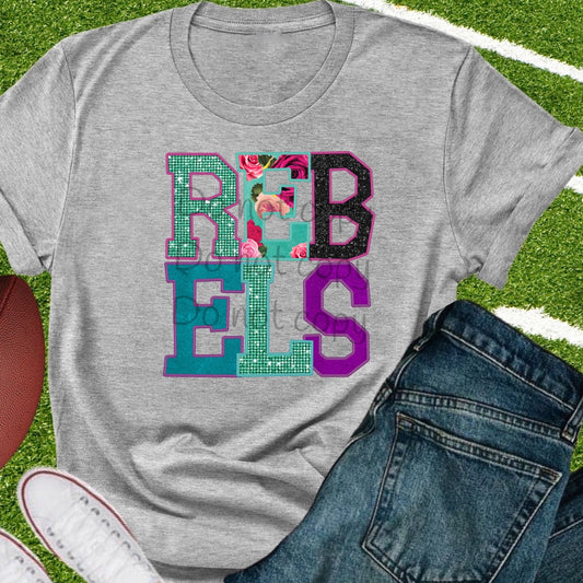 Rebels faux appliqué words-DTF