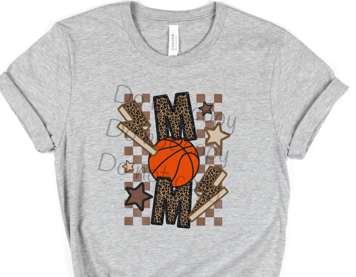 Mom basketball leopard bolts-DTF