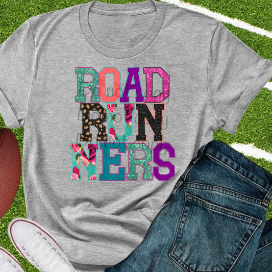 Roadrunners faux appliqué words-DTF