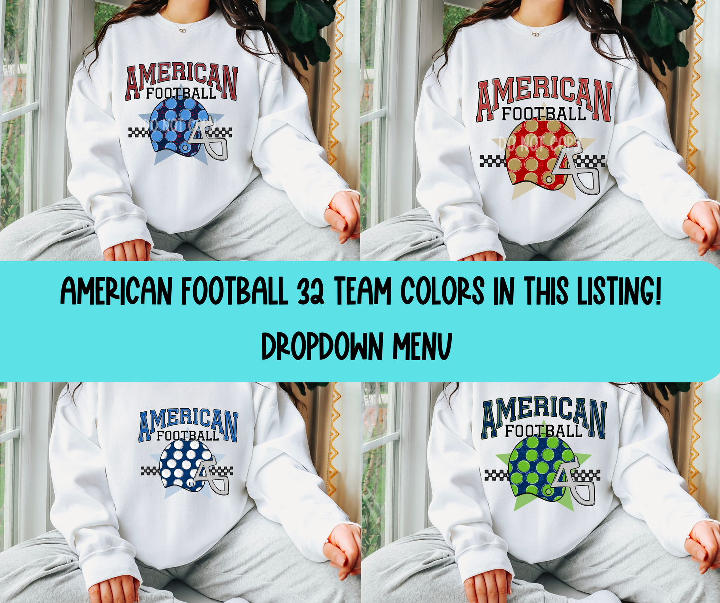 American Football 32 Team colors in this listing (Dropdown Menu)-DTF