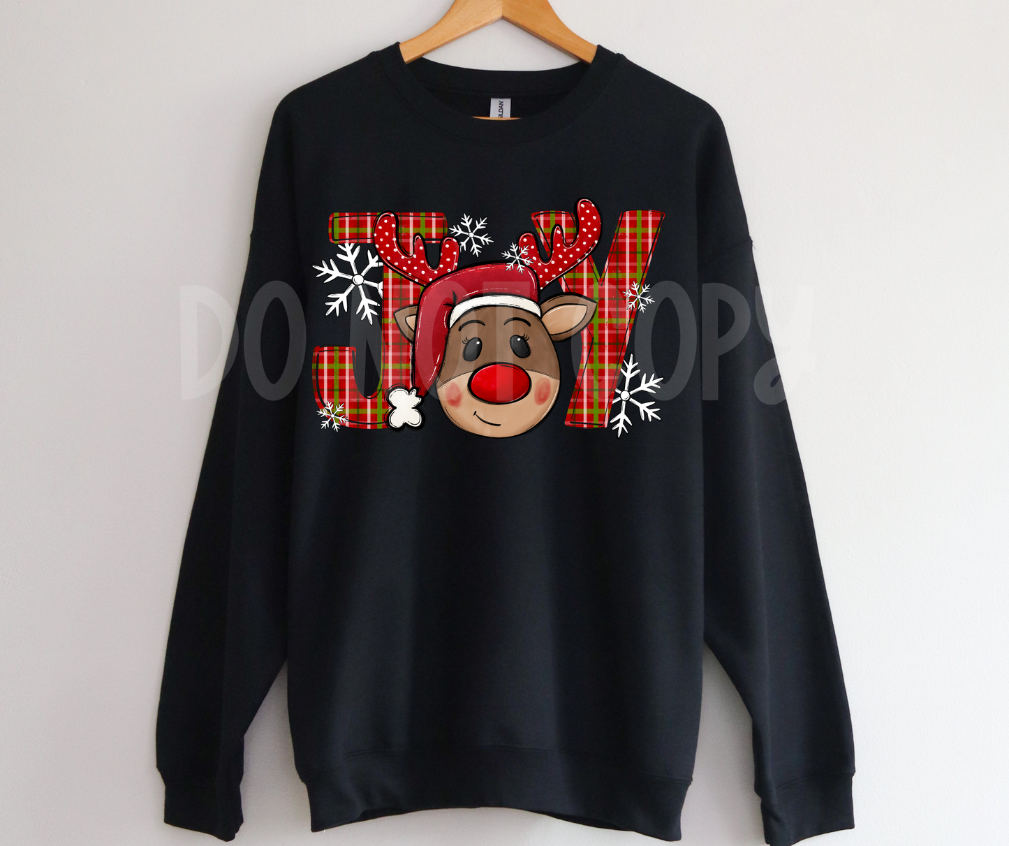 JOY plaid Reindeer face-DTF