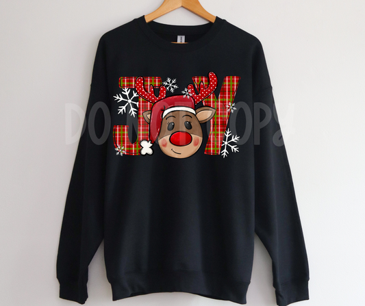 JOY plaid Reindeer face-DTF