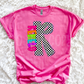Neon Checkered Letter with Mascot Name (Dropdown)-DTF&UV