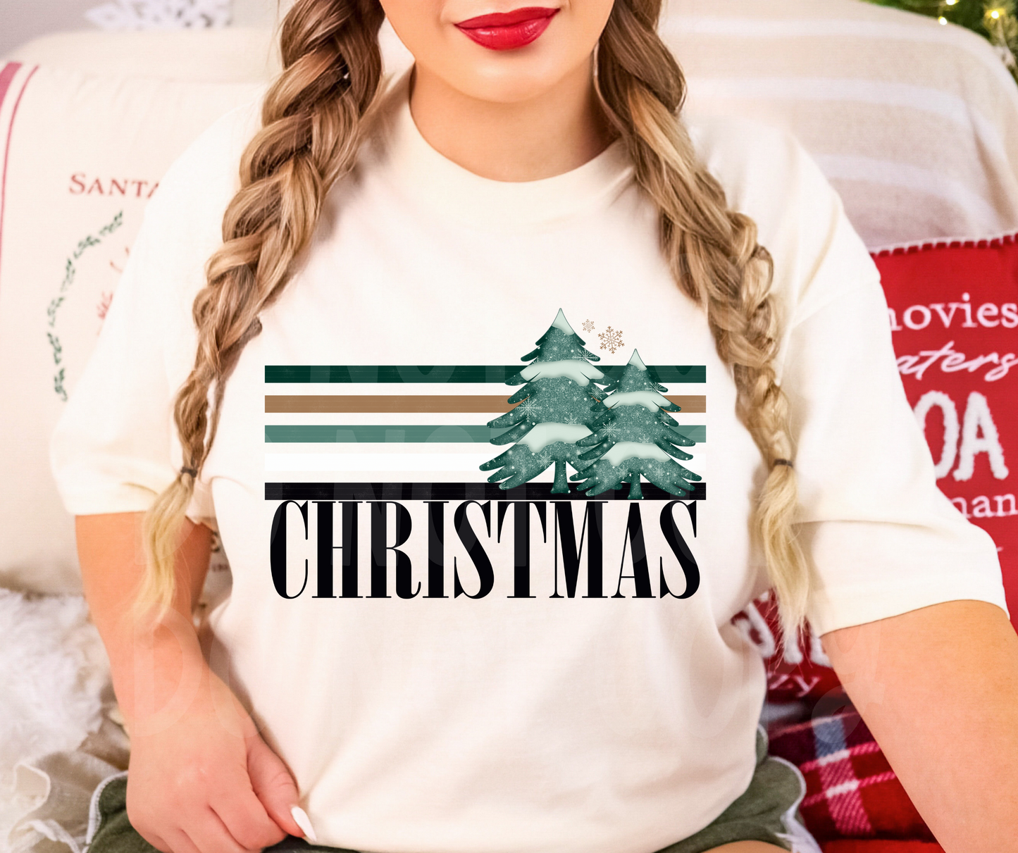 Christmas Tree Retro Stripe-DTF