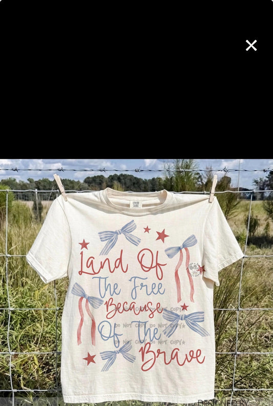 Bows Land of the free because of the Brave -DTF&UV