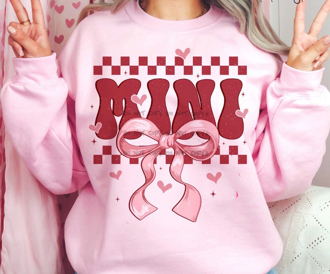 Mini checkered border with bow -DTF&UV