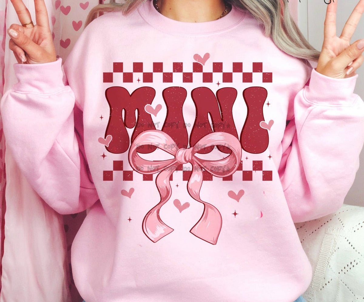 Mini checkered border with bow -DTF&UV