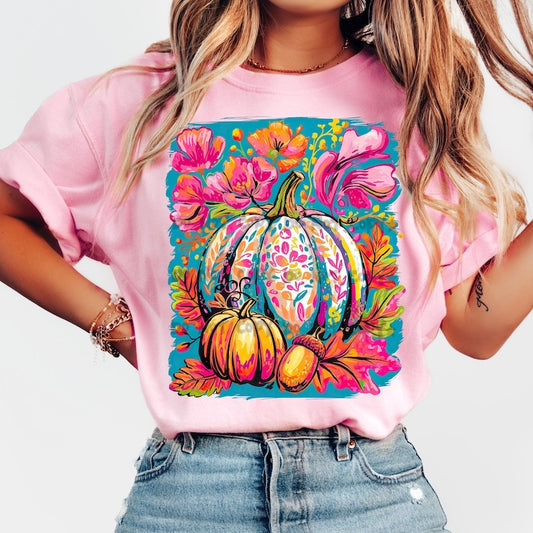 Boho pumpkin fall floral -DTF&UV