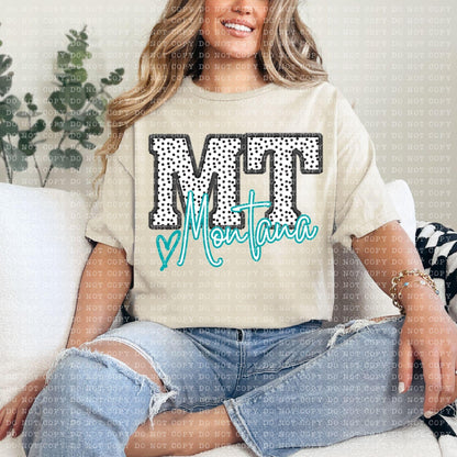 Polka Dotted Faux Embroidery States (ALL STATES)-DTF