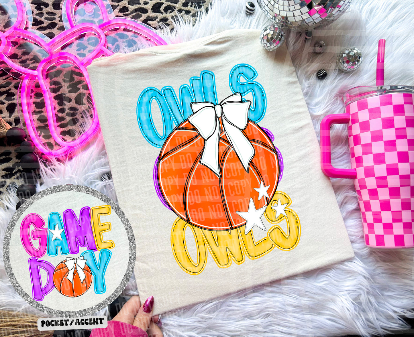 Bright Preppy Basketball(included FRONT AND BACK) DROPDOWN- DTF&UV