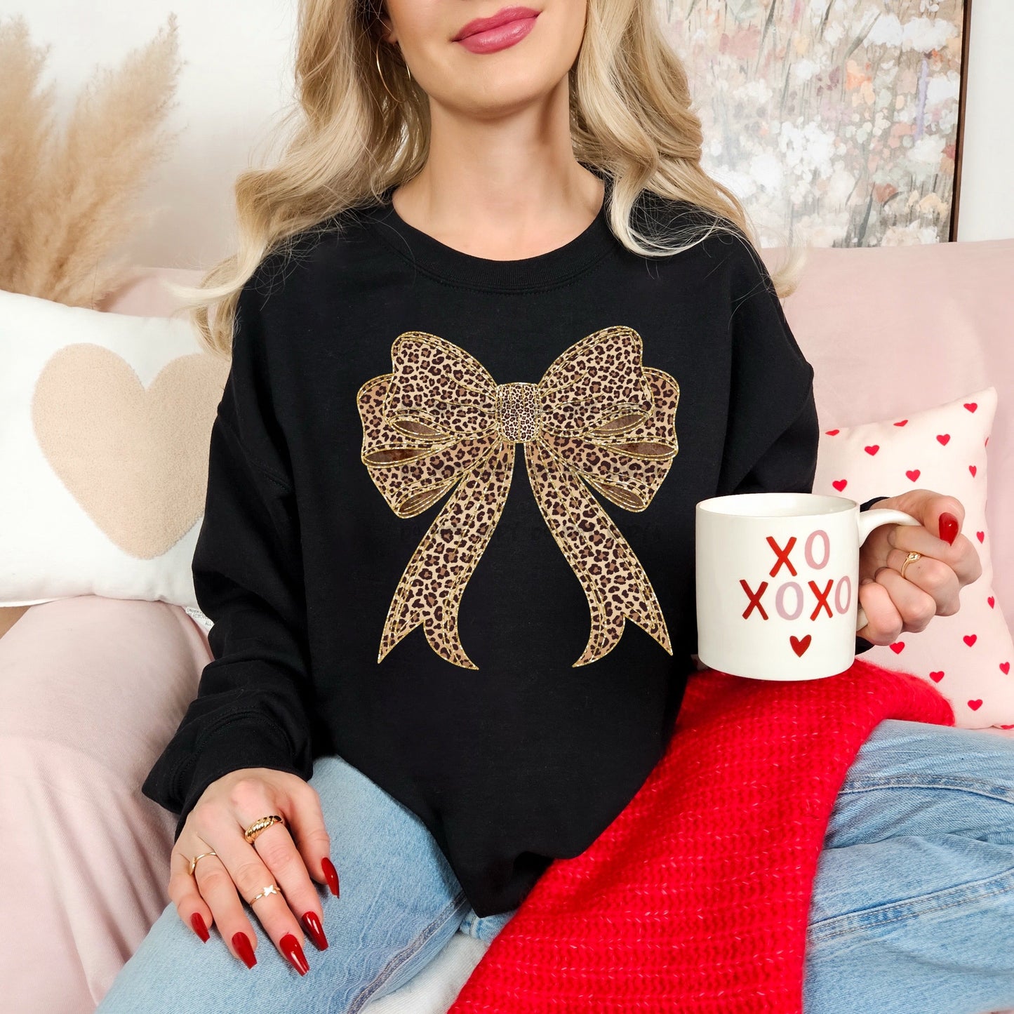 Leopard gold lined bow-DTF