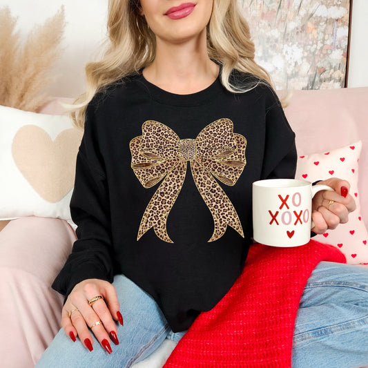 Leopard gold lined bow-DTF