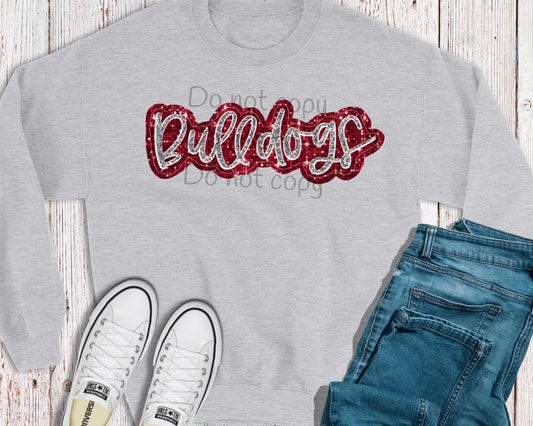 Bulldogs sequin maroon silver-DTF
