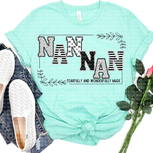 Fearfully And Wonderfully Made Nan Nan Black And White Mixed Prints - DTF