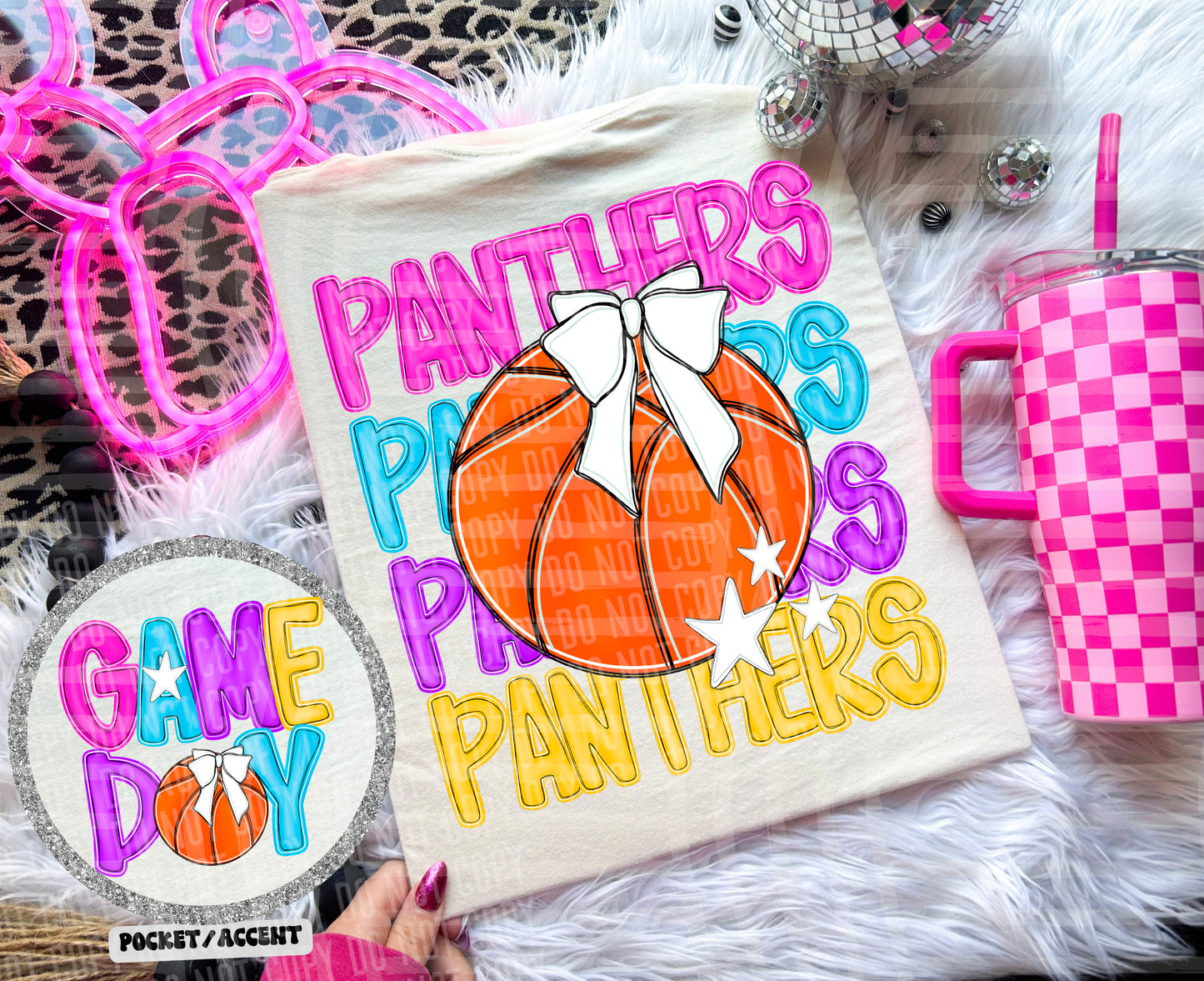 Bright Preppy Basketball(included FRONT AND BACK) DROPDOWN- DTF&UV