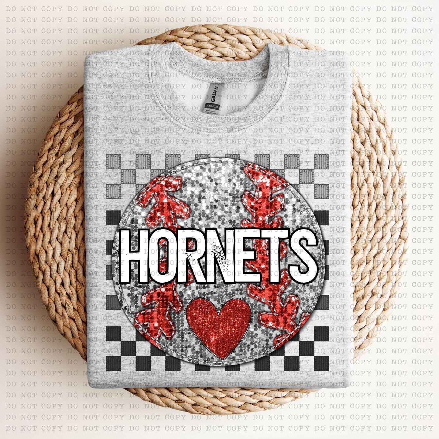 Baseball Mascots Faux Embroidery Checkered Sequins -DTF