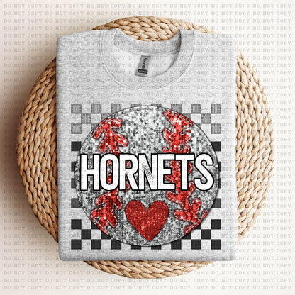 Baseball Mascots Faux Embroidery Checkered Sequins -DTF