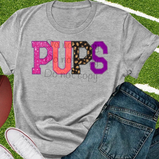 Pups faux appliqué words-DTF
