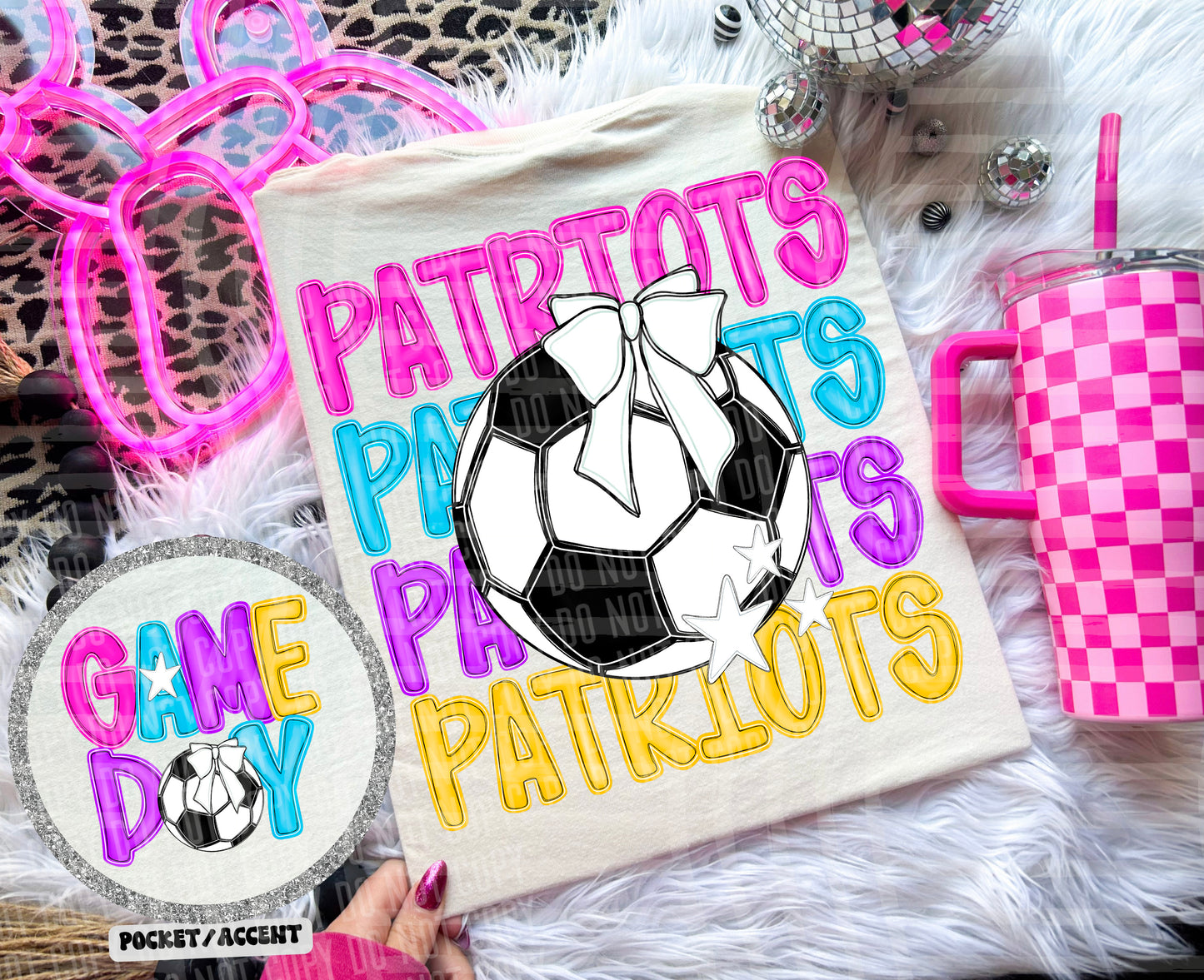 Bright Preppy Soccer(included FRONT AND BACK) DROPDOWN- DTF&UV