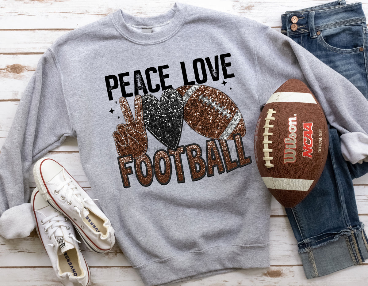 Peace love football sequin  -DTF
